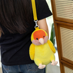Sac à dos mini réaliste en peluche d'oiseau perroquet mignon, jouet en peluche doux, poupée de dessin animé multifonction en polyester, Saint-Valentin - Product Image 2