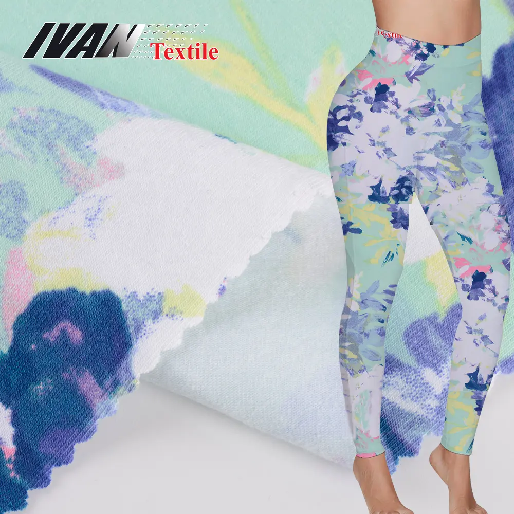 Cotton Spandex Fabric Yoga Wear OEM ODM Breathable Knit Colorful Print Stretch Cotton Spandex Fabric For Leggings