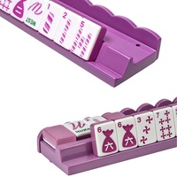 Ensemble de 4 supports de mahjong américains en bois peint avec poussoir festonné, laque haute brillance, accessoires de mahjong en bois
