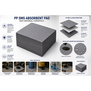 Almohadilla Absorbente Lite Gris 40x50cm - Tapete Universal de Fibra de Polipropileno Hidrófilo - Product Image 3