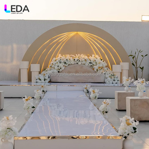 LEDA - Fondo de Pared Acrílico Semicircular para Bodas, Diseño Nuevo, Color Avena, Desmontable, Combinación LED - Product Image 4