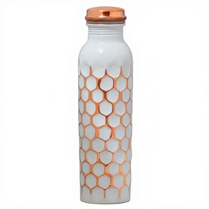 Motivational Gym Pure Copper <b>Water</b> <b>Bottle</b> <b>1</b> <b>Litre</b> Eco-Friendly Drinkware Hydration Vessel Long Lasting Handmade White Axiom Home - Product Image 1