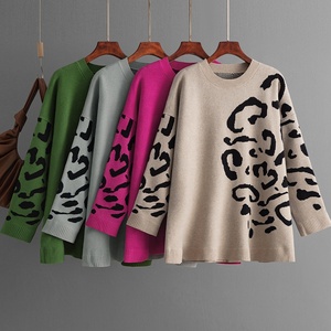 Maglione Jacquard Lavorato a <span class=keywords><strong>Maglia</strong></span> da Donna, Nuovo Pullover Autunno-Inverno a Maniche Lunghe, <span class=keywords><strong>Maglia</strong></span> Base a Mezza Lunghezza - Product Image 1