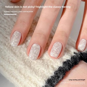 Yisashali Gel <span class=keywords><strong>à</strong></span> <span class=keywords><strong>ongles</strong></span> non toxique texturé <span class=keywords><strong>nacré</strong></span> <span class=keywords><strong>blanc</strong></span> pailleté pour salons de manucure professionnels et DIY - Product Image 3