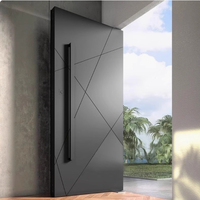 Porte intérieure moderne en alliage d'aluminium à double pivot, axe central personnalisé, verre étanche, pour villa, garantie 5 ans, ouverture latérale
