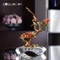 RORO nouvelle arrivée usine de Design de mode en gros émail peint à la main oiseau et fleur bureau ornements de table pour la décoration de la maison