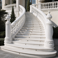 Escalier en marbre, balustrade en pierre sur mesure, sculpture artisanale, décoration d'escalier de villa, balcon, directement de l'usine