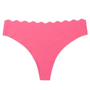 Culotte sans couture une pièce pour femme, couleur unie, taille basse, motif vague évidé, en polyamide, avec adhésif - Product Image 5