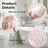 Serviette de douche exfoliante double face extra longue personnalisée 47 pouces, gommage corporel avec logo personnalisé, nettoyage en profondeur pour peaux sensibles et lisses