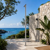 Colonne de douche extérieure LANO en acier inoxydable brossé, jet de pluie doux, pour villas, piscines, baignades en bord de mer, design mural