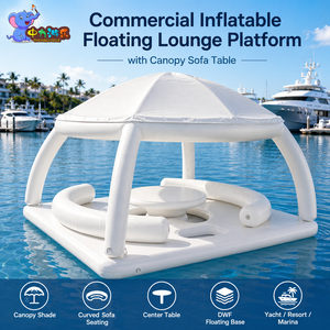 Plataforma Flotante Inflable Comercial con Toldo, Sofá y Mesa para Yates, Resorts, Marinas y Ocio Acuático - Product Image 1