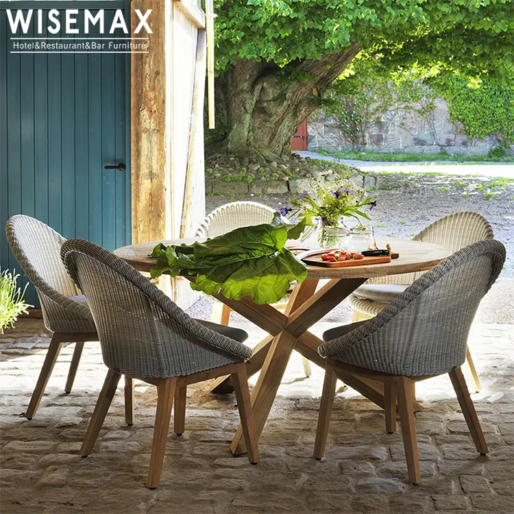 Wisemax Meubels Voor Alle Weersomstandigheden Tuin Café Eetzaal Zitmeubilair Uniek Teak Geweven Modern Touw Outdoor Bistro Touw Stoel