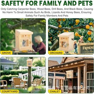 Nouvelle boîte d'élevage d'abeilles en bois transfrontalière, piège à insectes suspendu, cabane piège à insectes de jardin - Product Image 4
