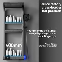 Ensemble de douche mural multifonctionnel de haute qualité avec écran numérique thermostatique, étagère de rangement et pommeau de douche carré pour salle de bain