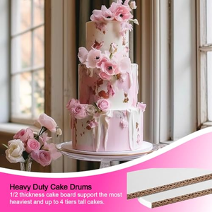 Base de gâteau en carton ondulé double, imprimée, blanche et rose, pour Noël, 6 mm, 12 mm d'épaisseur, 10 rondes, avec logo personnalisé - Product Image 4