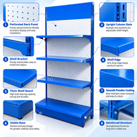 Étagère murale métallique robuste à panneau perforé simple face pour supermarché, gondole, présentoir de magasin d'alimentation, unité de présentation ajustable pour la vente au détail