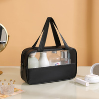 Sac de maquillage transparent imperméable personnalisé avec logo pour femmes, pochette de rangement pour voyage, grande capacité, organiseur, étui de beauté rose, cosmétique
