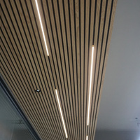 Akuslat Panneau lumineux acoustique intérieur en bois à lattes Panneaux muraux acoustiques absorbant le son Akustikpaneele
