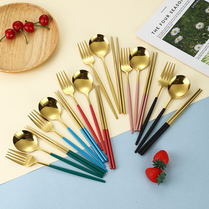 Portable Stainless Steel Cutlery Set Chopsticks Fork Spoon Rectangular <b>Box</b> Camping Outdoor Use - Product Image 5