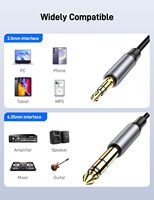 Câble audio stéréo tressé en nylon de 1M, 2M, 3M, TRS 3,5 mm vers TRS 6,35 mm, connecteur mâle 1/4 " 1/8 " pour guitare, ordinateur portable, home cinéma