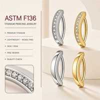 Kaishee Piercing de nombril barbell en titane F136 PVD 14K, motif arc inversé, avec pierre CZ, bijou corporel