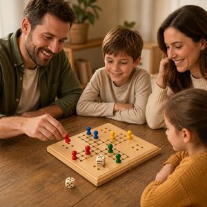 <span class=keywords><strong>Juego</strong></span> <span class=keywords><strong>de</strong></span> Mesa <span class=keywords><strong>Ludo</strong></span> <span class=keywords><strong>de</strong></span> Madera con Peones y Dados para Niños, Diversión Familiar, Logotipo Personalizado, OEM, Venta al Por Mayor - Product Image 1