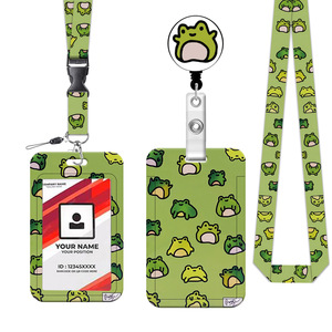 Cross-border hot-selling frog-shaped name tag lanyard, retractable and easy-pull <b>buckle</b> ID card holder, exhibition neck rope, - Product Image 1
