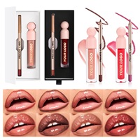 Vente en gros Kit rouge à lèvres liquide 2 en 1 Marque privée Maquillage végétalien Combo crayon à lèvres mat imperméable et brillant à lèvres