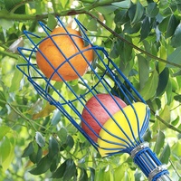Fruitplukker met mand en verlengstok voor hoog bereik, geschikt voor het plukken van appels, sinaasappels, mango's in boomgaarden en tuinen.