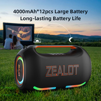 Sistema de Altavoces Activos Estéreo Profesional Ze41, Salida de 250 W, Alimentado por Batería, Woofer de 6.5 Pulgadas, para Cine en Casa, Fiestas, con Luces LED RGB