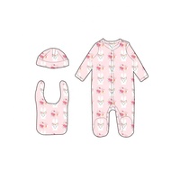 Conjuntos de Ropa de Pascua para Bebés Recién Nacidos 2026, Juego de 3 Piezas: Mameluco, Gorro y Baberos para Bebé, Body para Recién Nacido