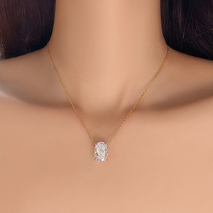 Collar de Moda con Colgante Ovalado de Circonia Cúbica Chapado en Oro de 18K para Mujer, Joyería para Uso Diario - Product Image 4