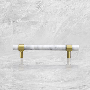 Natural Marble <b>Brass</b> Pull Handle for Cabinet Wardrobe Door Drawer-Contemporary Design Kitchen Villa Use Easy Installation - Product Image 3