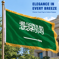 Drapeau personnalisé 3x5 pieds, drapeau d'Arabie Saoudite de qualité supérieure avec franges dorées, résistant pour l'intérieur et l'extérieur