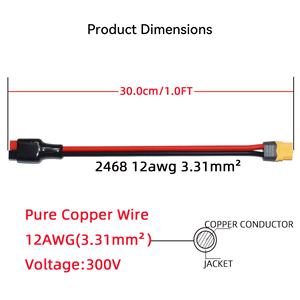 Maßgefertigtes Amass XT60 XT60H Buchsen-zu-Stecker-Kabel (30A) für Tragbare Powerstationen und Energiespeicher-Solarsysteme - Product Image 5