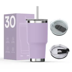 Travel Mug Stainless Steel Vacuum Insulated Tumblers with Lids and Straw Tumbler Double Wall Coffee Cup