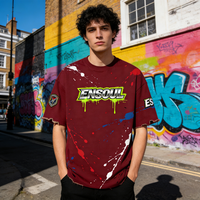 T-shirt décontracté pour homme, modèle 2026, personnalisé, coupe ample, 100% coton épais, avec effet éclaboussures de peinture dessinées à la main et bords effilochés, Fabricant de vêtements