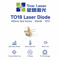 Diodo Láser Rojo QSI QL65J7SX 650nm 50mW TO18 5.6mm, Módulo LD de Modo TE para Sensor Médico Industrial