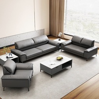 Ensemble de canapés de bureau en cuir de luxe léger avec base métallique pour la maison, le bureau, l'hôtel, l'appartement, l'hôpital - Utilisation commerciale moderne trois places