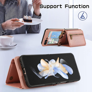 Pour <span class=keywords><strong>Samsung</strong></span> Z Flip 7 étui portefeuille avec lanière en cuir PU <span class=keywords><strong>collier</strong></span> bandoulière sangle anneau support couverture de téléphone pour Galaxy Z Flip 4 5 6 - Product Image 4