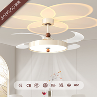 Ventilateur de plafond LED moderne et simple JianGao, nouveau design, 42 pouces, rétractable, invisible, 6 vitesses, avec lumière et télécommande