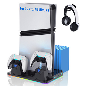 แท่นชาร์จคอนโทรลเลอร์ PS5 แบบขายส่ง พร้อมพัดลมระบายความร้อน ไฟ RGB และแท่นวางอเนกประสงค์ ชาร์จเร็ว - Product Image 1