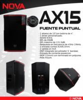 VAMAV NOVA AX15 Enceintes actives pleine gamme 15'' 1800W PEAK Système de sonorisation DJ Haut-parleur professionnel de scène Caja Del Altavoz