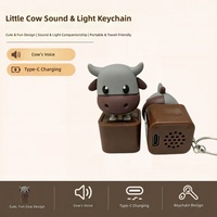 Porte-clés anti-stress en plastique en forme de vache super mignon, avec sons de veau, lumières et boutons sonores, rechargeable, idéal pour la décompression et la relaxation