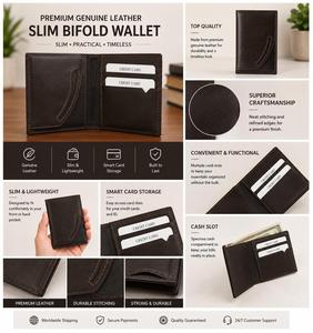 Handmade Genuine Leather Wallet with Slim Design and Durable Stitching for Everyday Use - Product Image 4