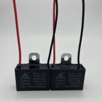 Condensateur Cbb61 1.5uf 2uf 450vac avec bornes à film de type filaire, référence originale, pour boîtiers de condensateurs de ventilateurs