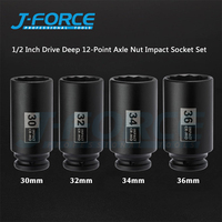 Jeu de douilles à impact profond en acier au chrome vanadium, 1/2 pouce, 4 pièces, 30mm-36mm, kit d'outils de réparation automobile