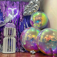 Grandes boules gonflables brillantes pour fêtes de filles, mariages, événements, décorations, ballons à bulles irisés, boule miroir gonflable