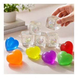 Custom Luminous <b>LED</b> Heart Cube Squeeze Toy Soft PU Rubber Squishy Stress <b>Ball</b> Sensory Fidget Ages 8-14 Gift Wholesale Set - Product Image 5