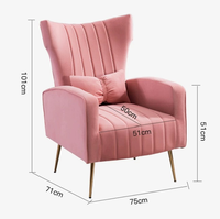 Fauteuil à dossier haut avec repose-pieds, moderne, en velours, pour salon, sous-sol, meubles de maison, certifié BSCI